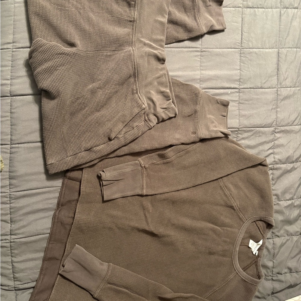 Athleta Brown Waffle Knit Top
